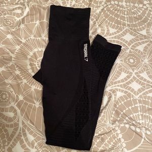 Excellent Condition Black High Waisted Full Length Mesh Gym Shark Leggings